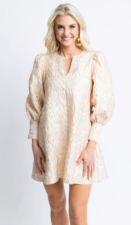 Jacquard Puff Sleeve Dress