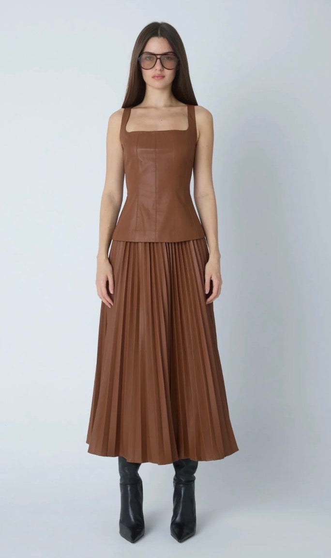 Nia Faux Leather Skirt in Copper