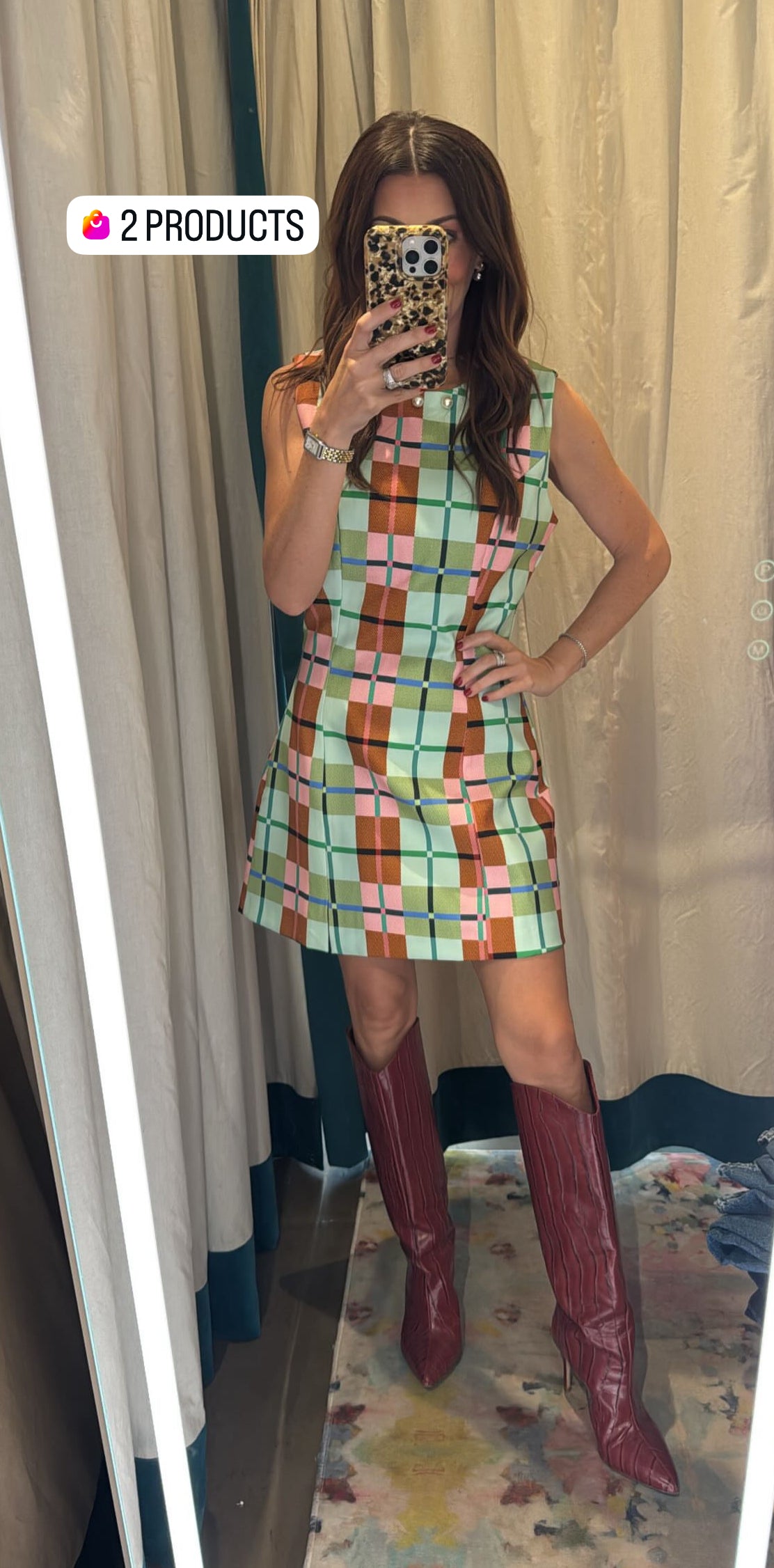 Plaid Pearl Mini Dress