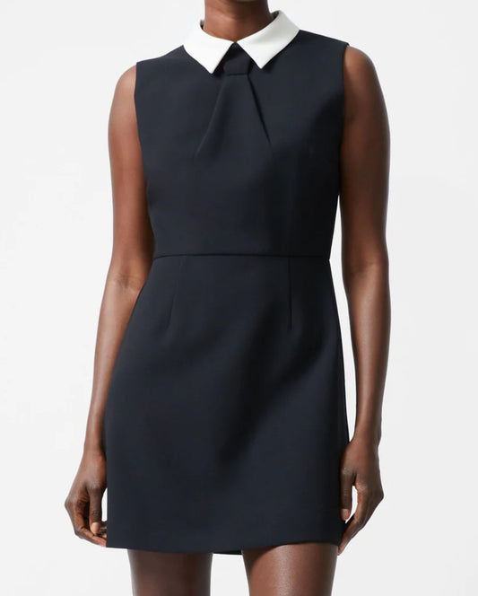 Gemma Collared Tie Dress in Black