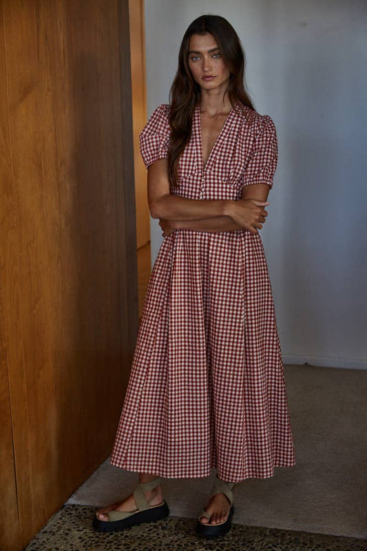 Gingham Button-Down Dress