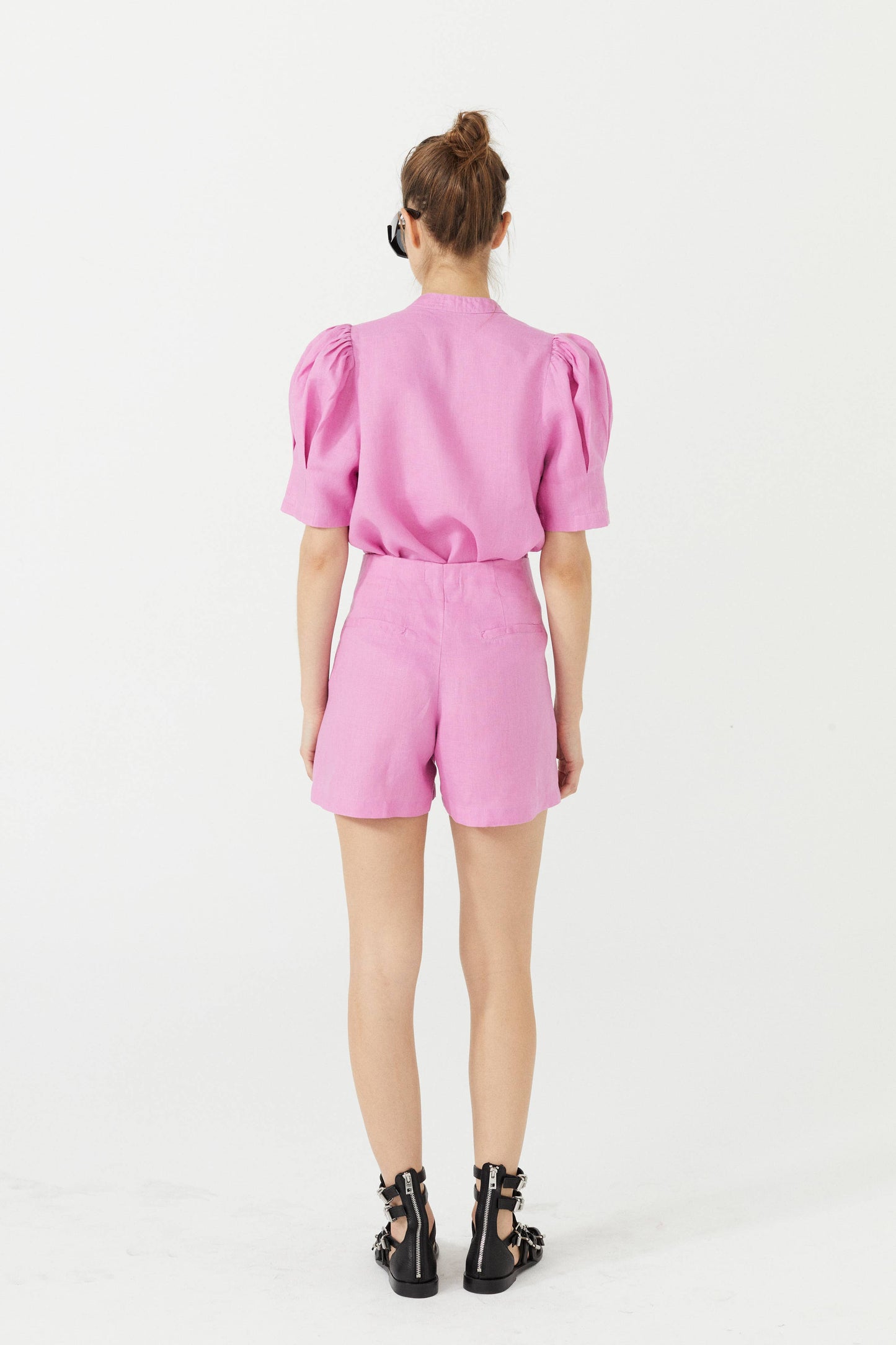 Frida Linen Shorts  - Petunia Pink