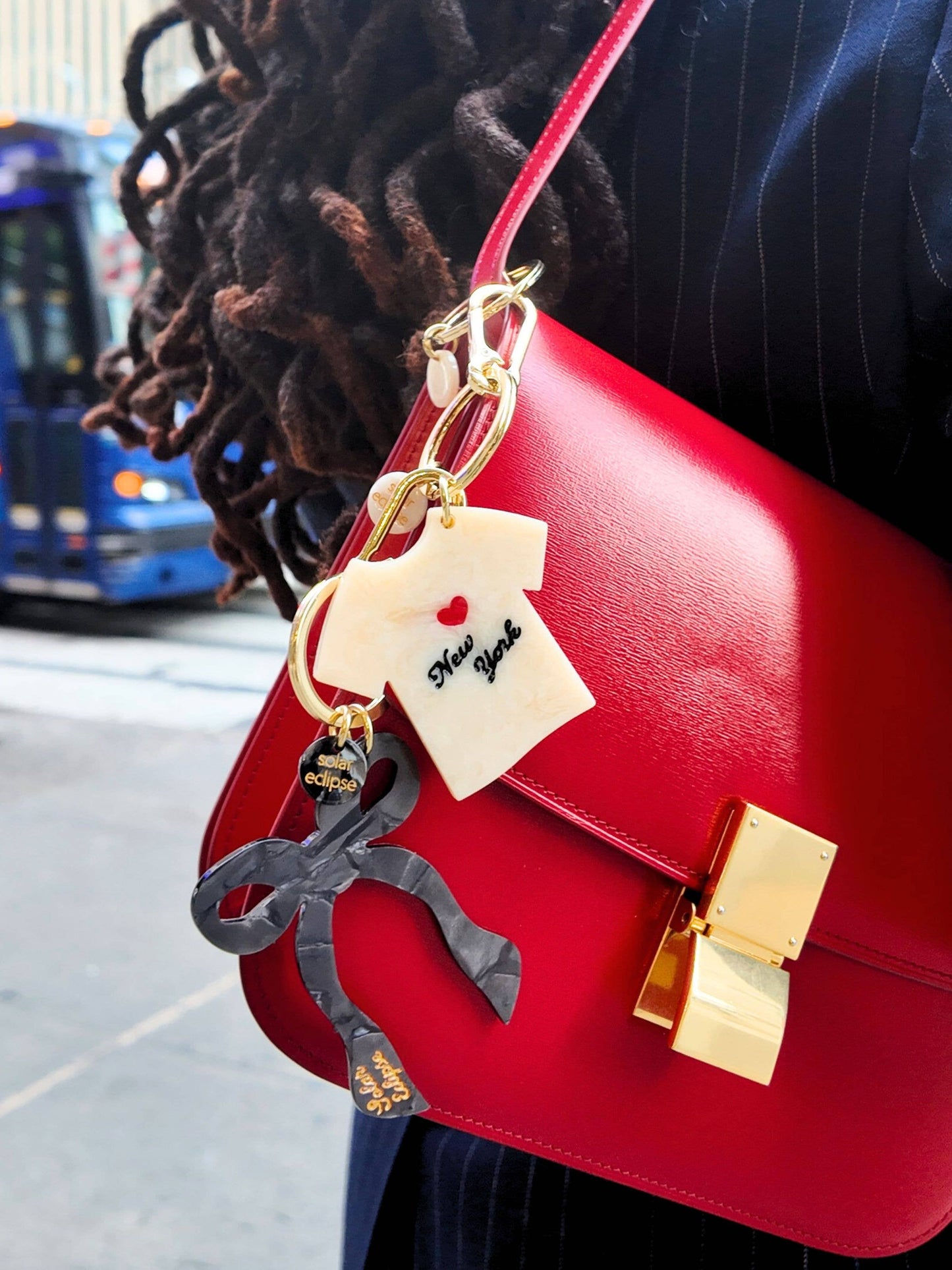 Hand-painted NYC T-shirt Bag Charm + Keychain | Eco-Friendly