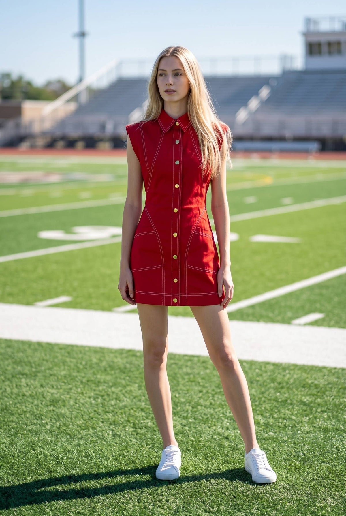 Contrast Stitch Utility Mini Dress
