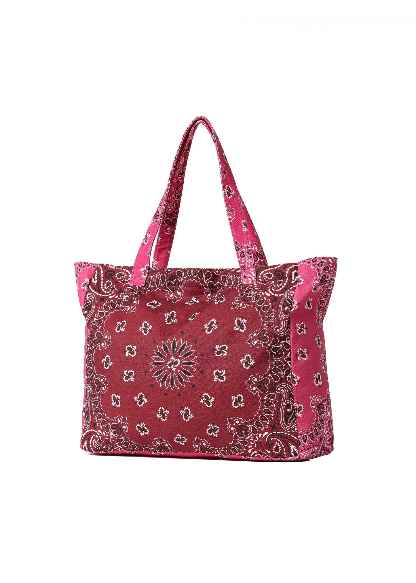 Bandana Print Canvas Tote - Bailey Burgundy/Pink