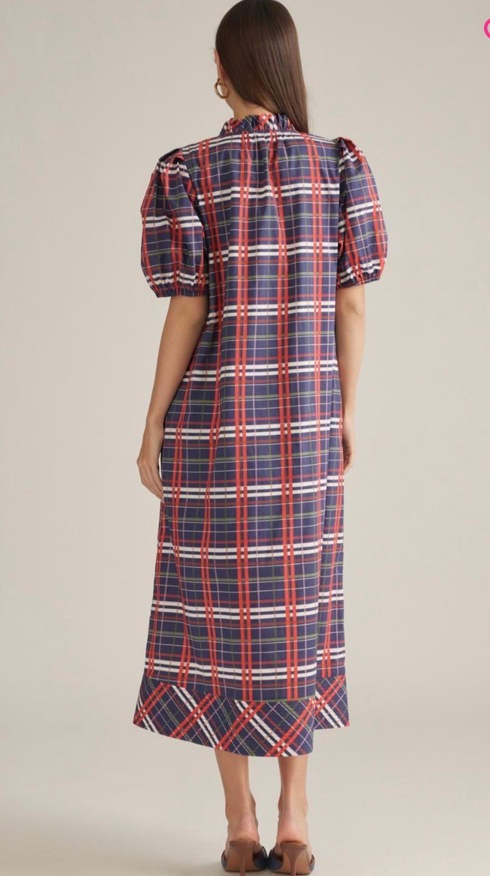 Navy Plaid Maxi Dress