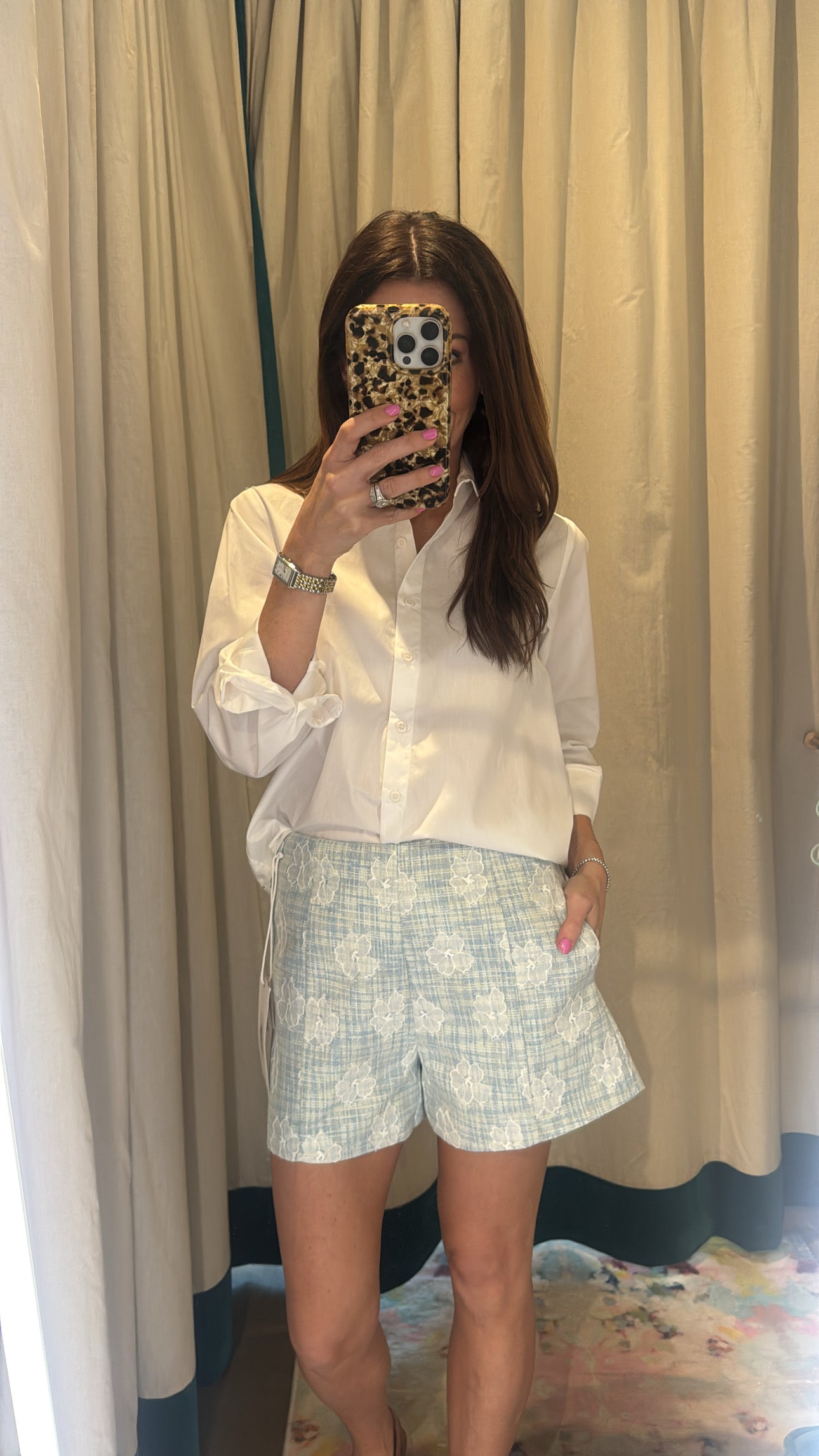 White Eyelet Button Up Top-XS