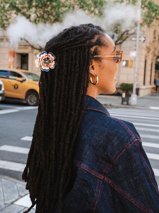 Hand-Painted Americana Flower Claw Clip | Eco-Friendly