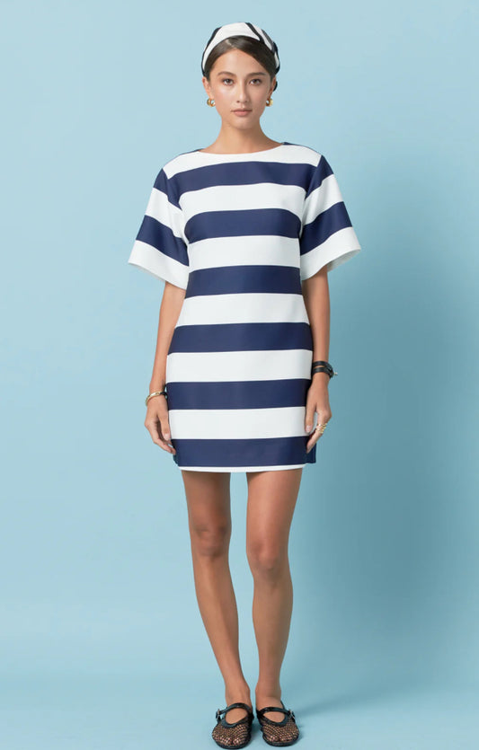 Navy Bold Stripe Dress