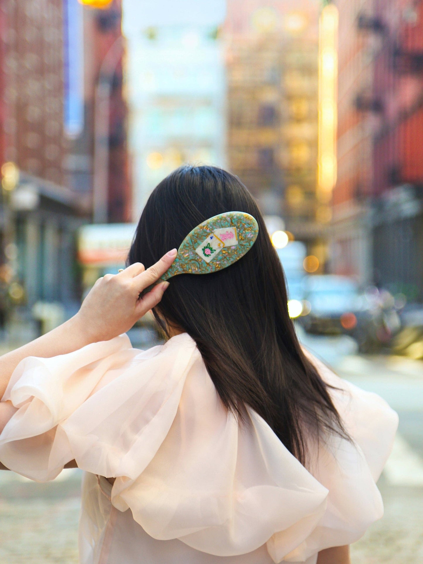 Hand-Painted Flower Mahjong Amazing Hair Day Brush | Eco-Friendly