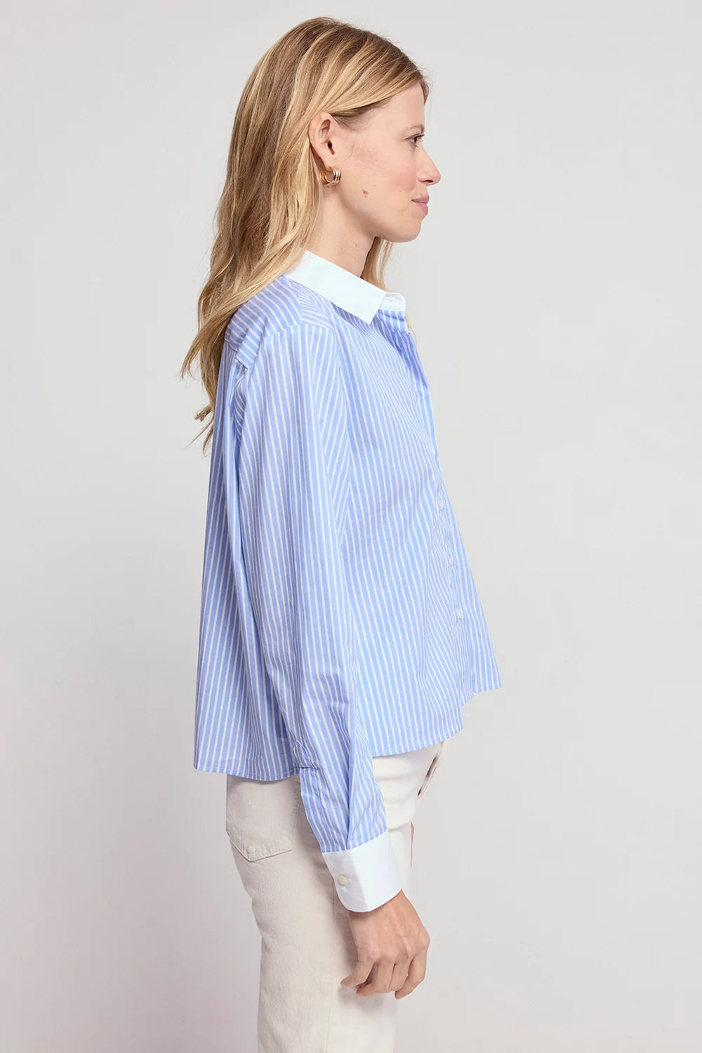The LS Boxy Crop Blue Stripe