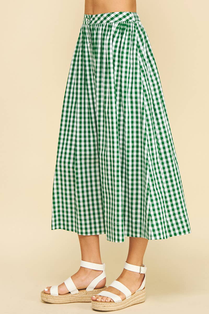 Gingham Button Down Skirt