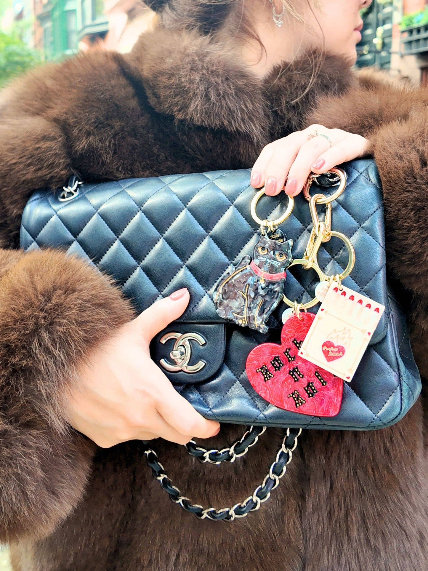Hand-painted Matchbox Bag Charm + Keychain