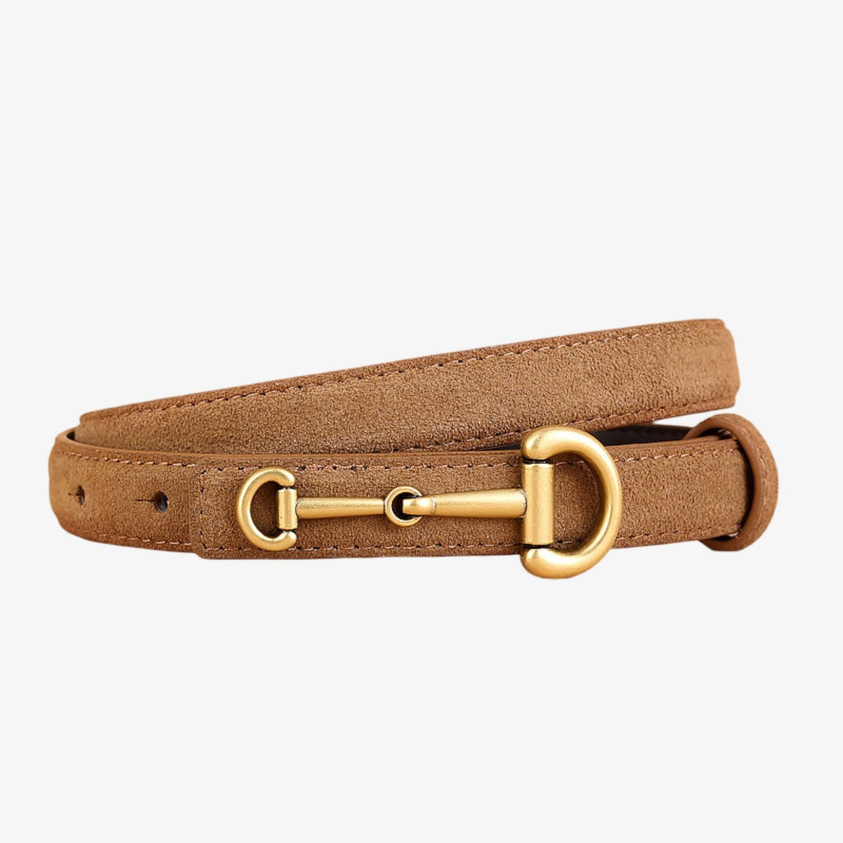 Suede Leather Skinny Belt with Horsebit