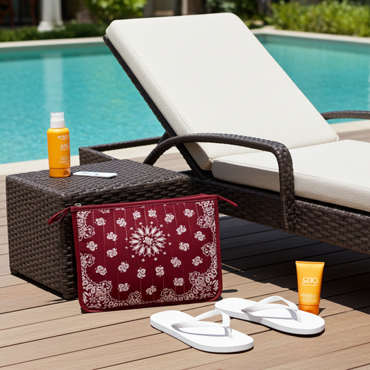Bandana Print Pouch -Beau Burgundy