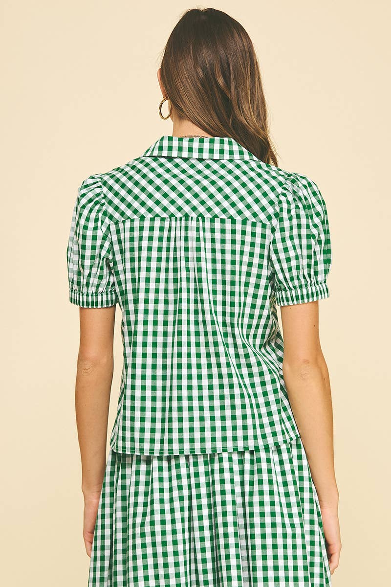 Gingham Button Down Shirt-L