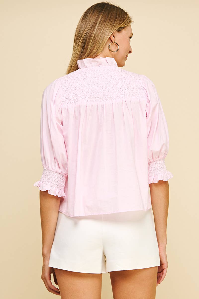 Smock Detail Puff Sleeve Top