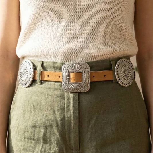 Western Concho Disc Decor Buckle Belt