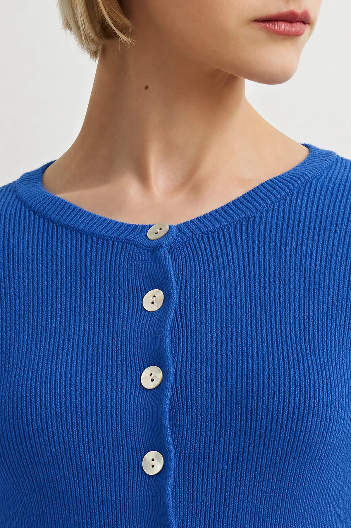 Cobalt Skinny Ribbed Cardiigan