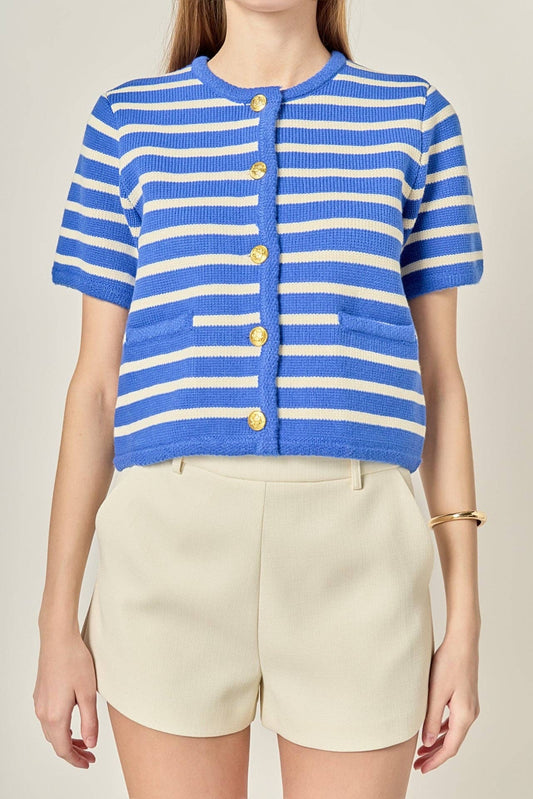 Knit Striped Sweater Cardigan