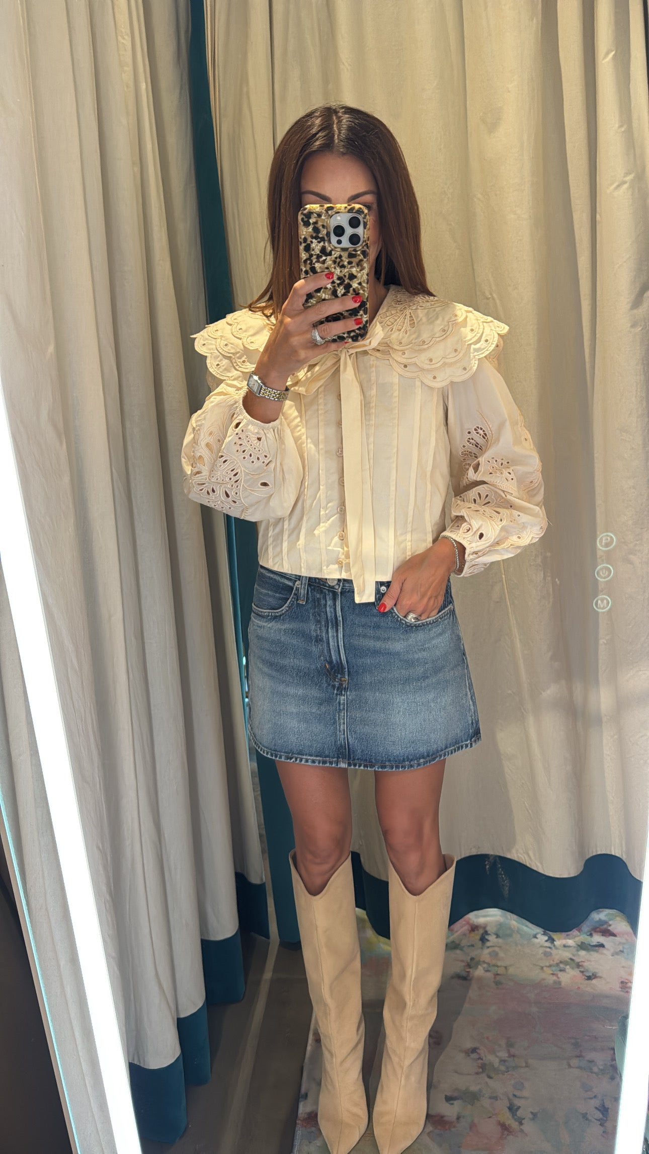 Ivory Eyelet Peter Pan Collar Blouse