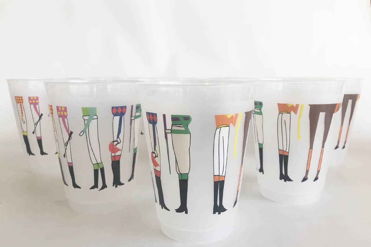 Kentucky Derby Jockey/Horse Legs Frosted Cup 10 Pack