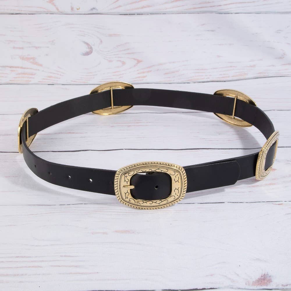 Western Concho Vegan Leather Belt