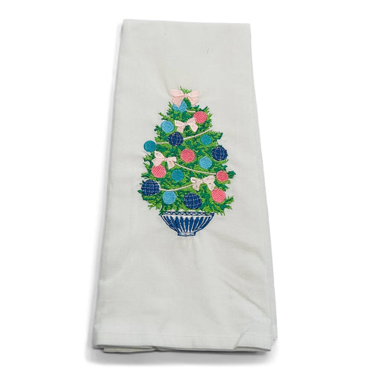 Towel - Chinoiserie Squatty Holiday Tree on white