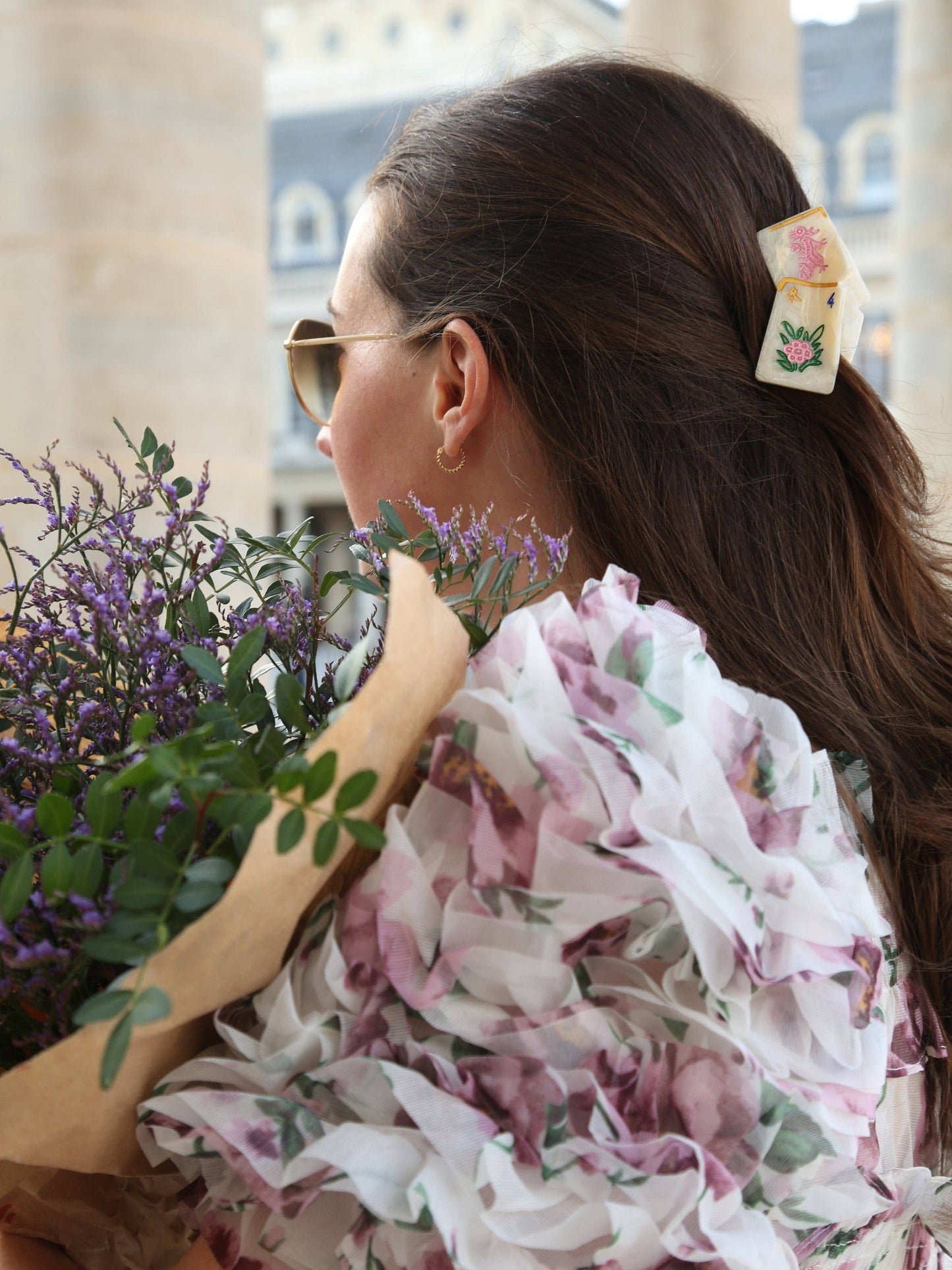 Hand-Painted Mini Flower Mahjong Claw Hair Clip | Eco-Friendly