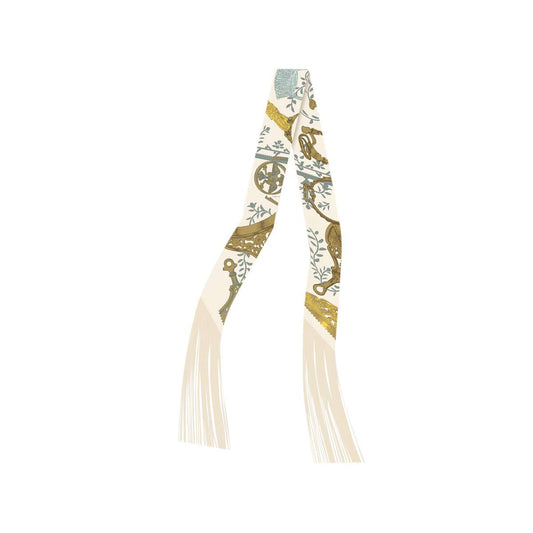 Frilly Scarf with Fringe-cream/olive