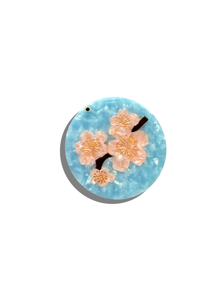 Hand-painted Cherry Blossom Compact Mirror | Eco-Friendly