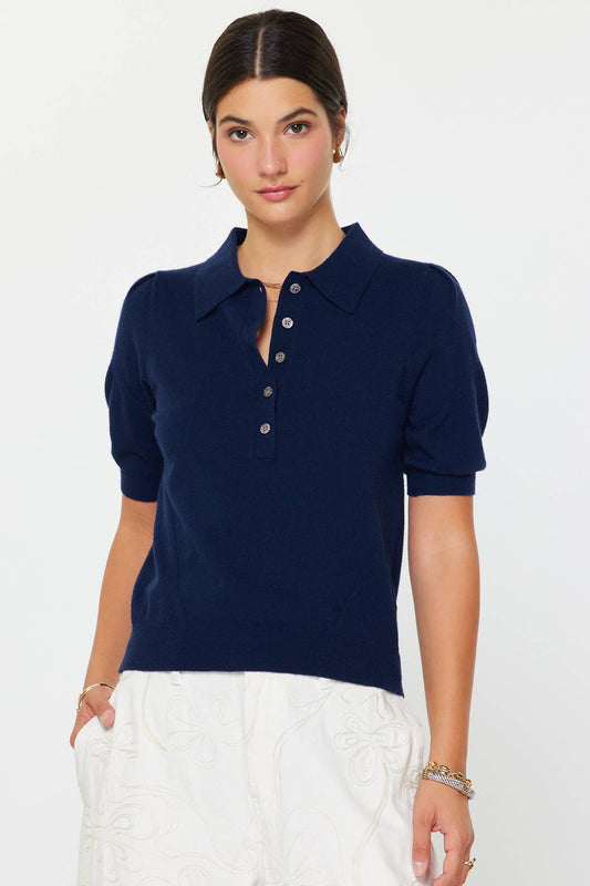 Short Sleeve Knit Polo Top