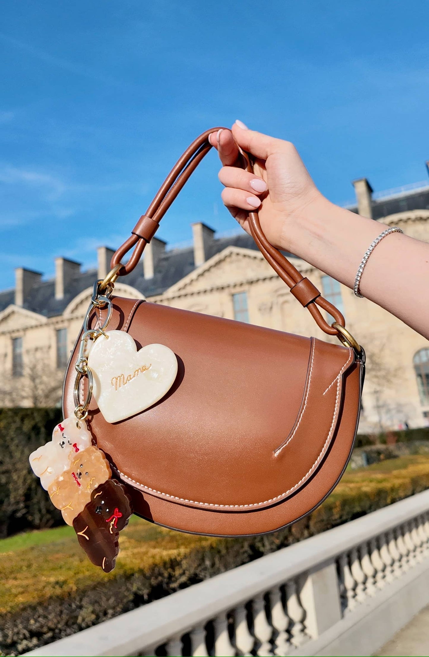 Hand-painted Mama Heart Acetate Bag Charm + Keychain