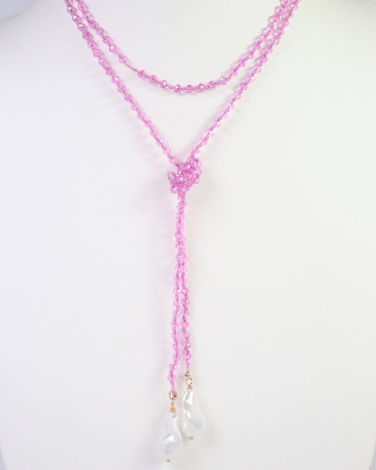Niagara Falls Baroque Pearl Beaded Necklace Pink