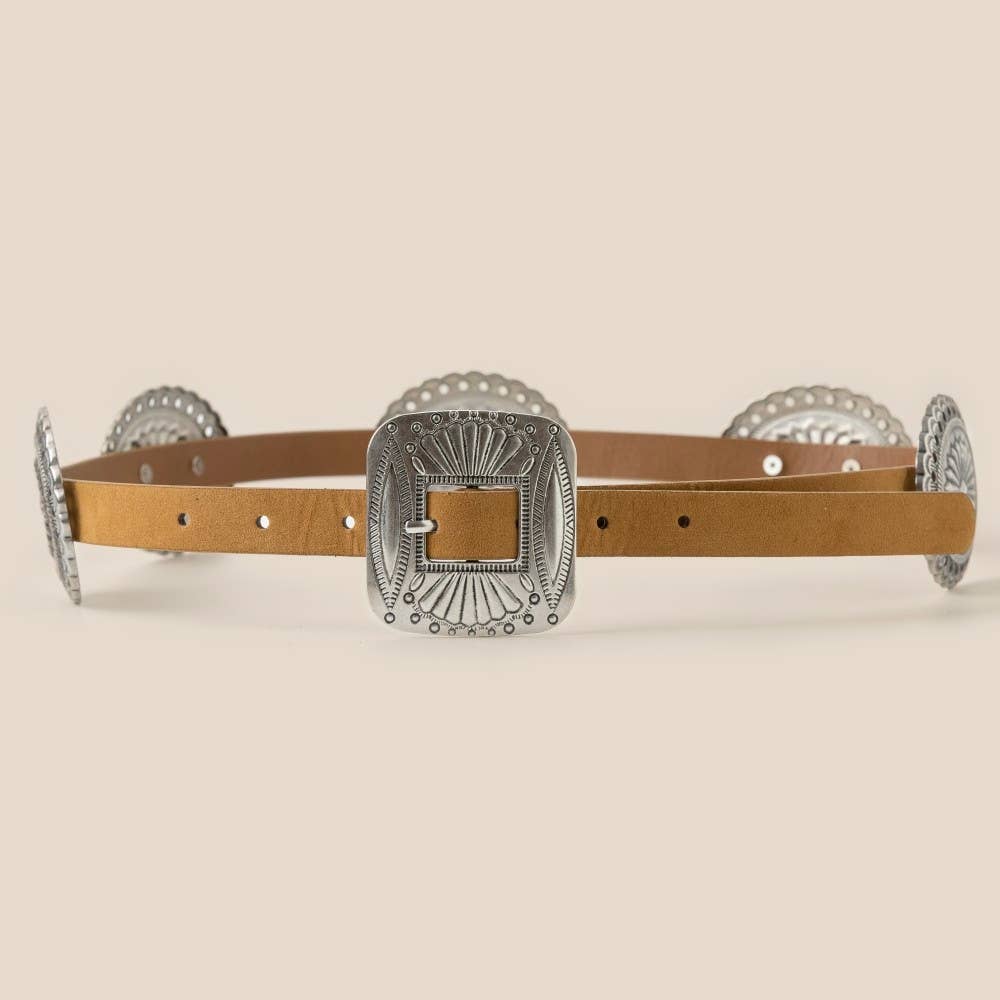 Western Concho Disc Decor Buckle Belt