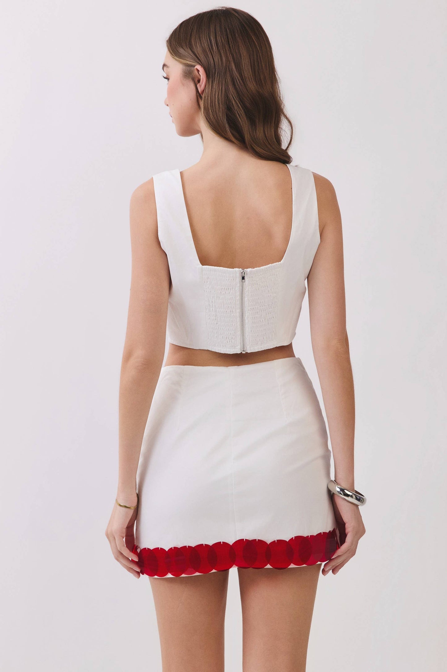 Sequin Disc Trim Crop Top