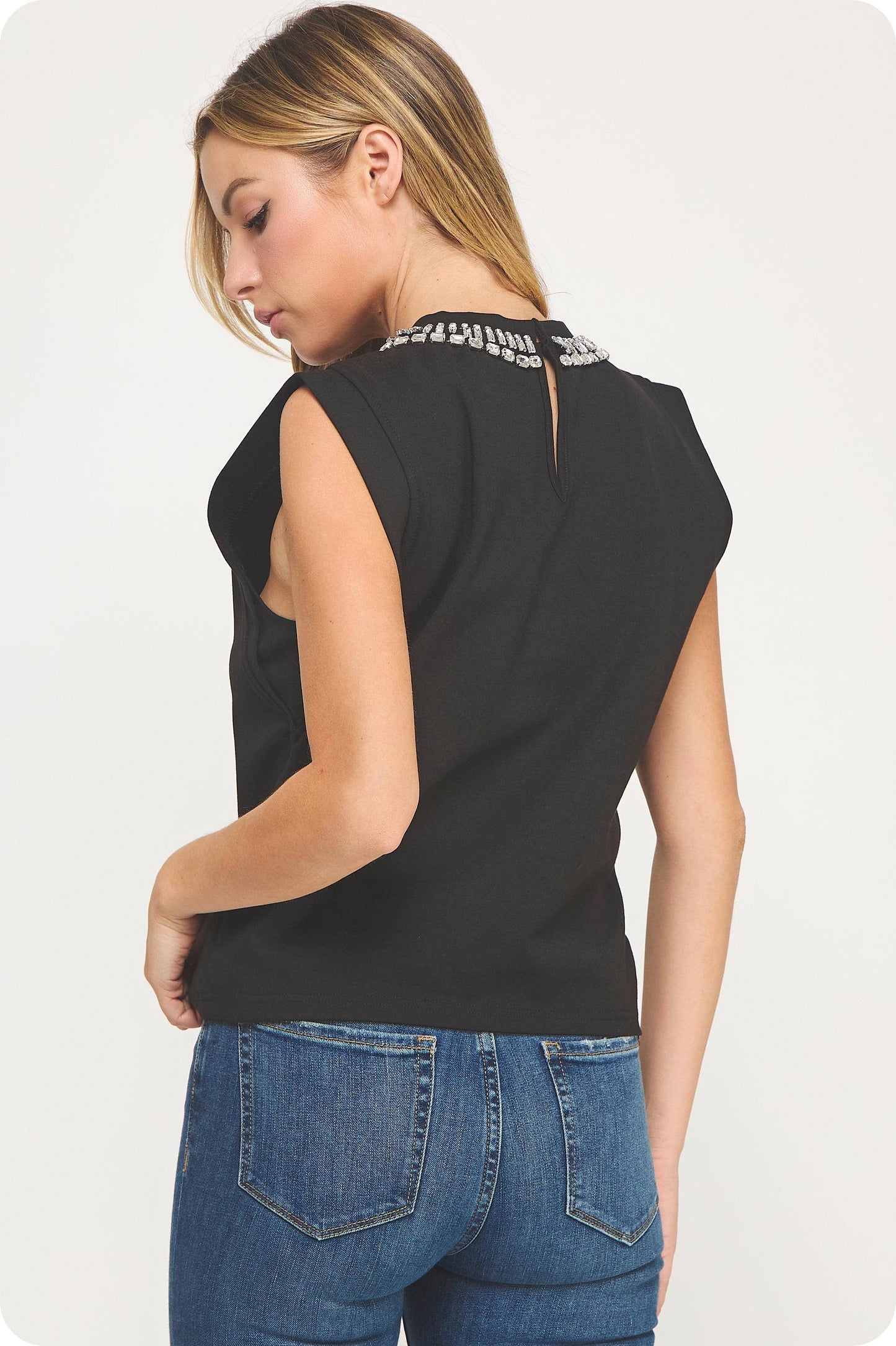 Embellished Neckline Top