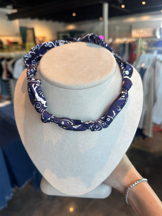 Knotted Navy Bandana Scarf Necklace