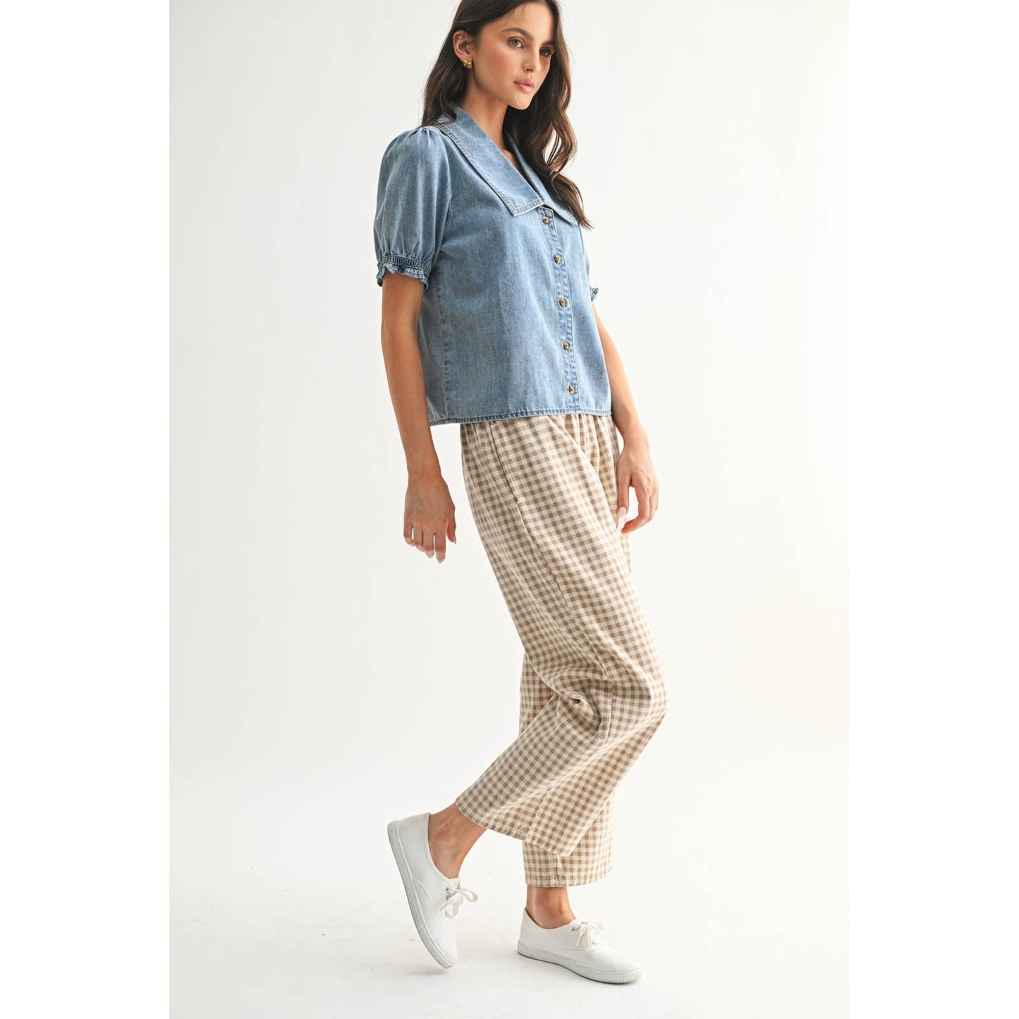 Denim Collared Blouse - L