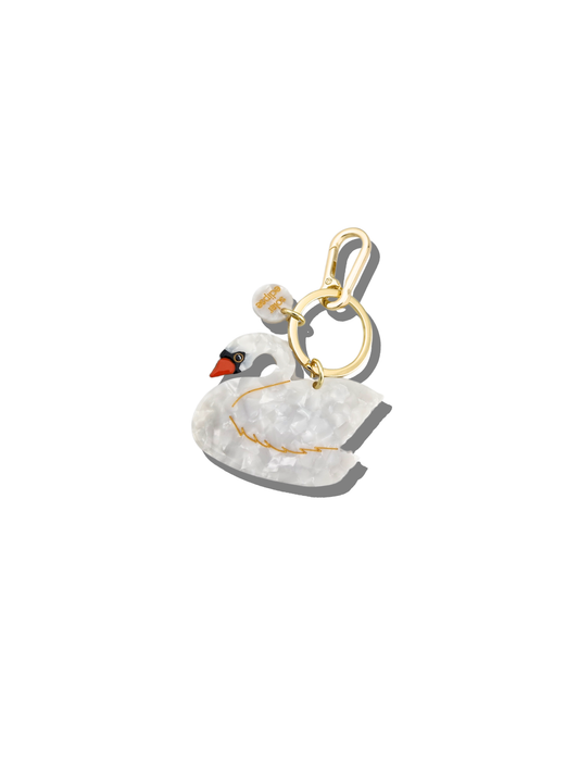 Hand-painted Swan Bag Charm + Keychain
