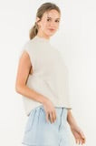 Oatmeal Sleeveless Mock Neck Sweater