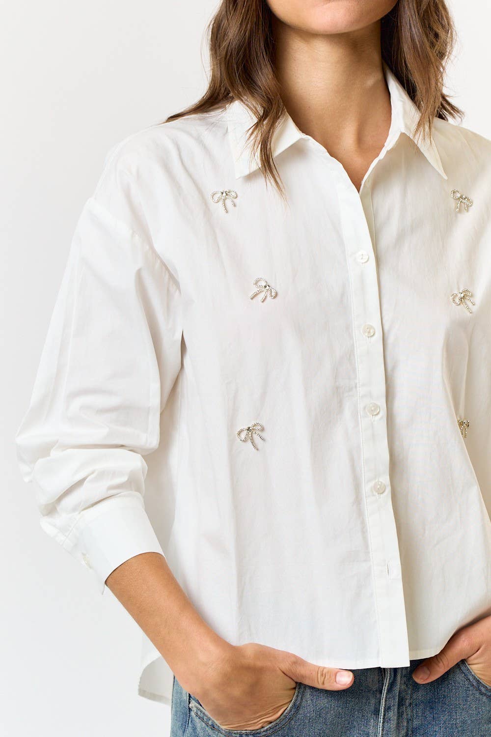 Jewel Bow Button Down