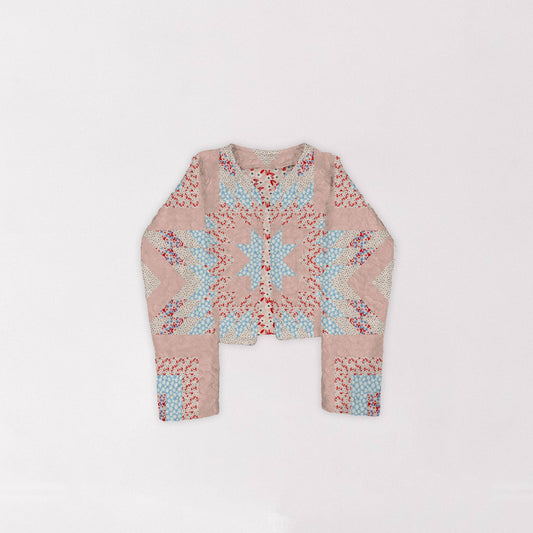 Adeline Patchwork Rose Cropped Quilted Jacket