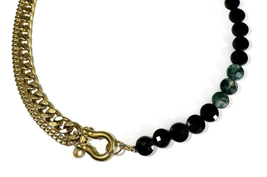 Shackle Black Tourmaline & Moss Agate