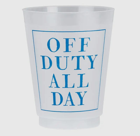 “Off Duty” frosted cups