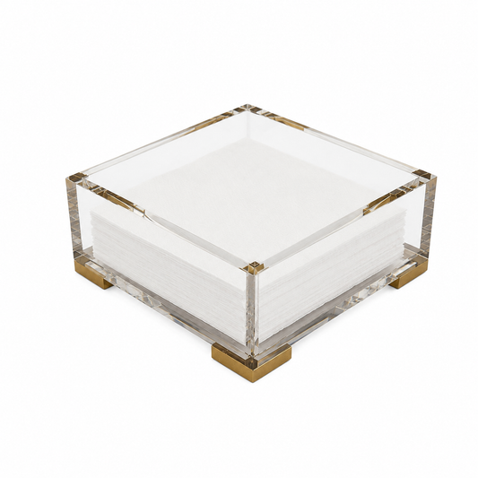 Cocktail Napkin Holder, Brass corners