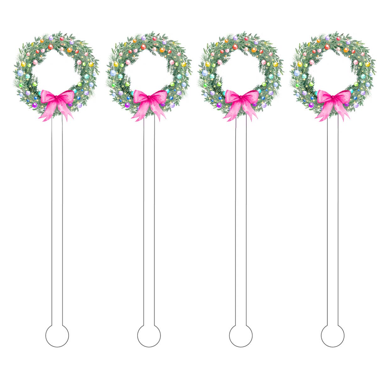 Wreath Christmas Stir Sticks Holiday Drink Stirrers