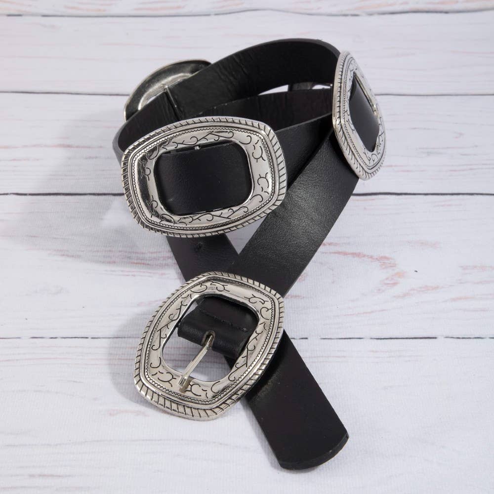 Western Concho Vegan Leather Belt