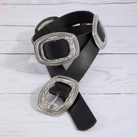 Western Concho Vegan Leather Belt
