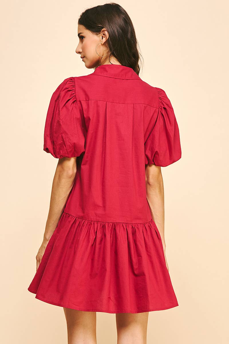 Crimson Drop Waist Shirt dress